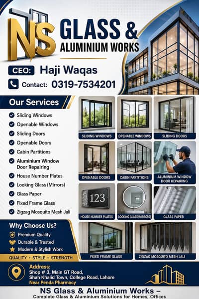Aluminium glass & windows installation and maintenance best service