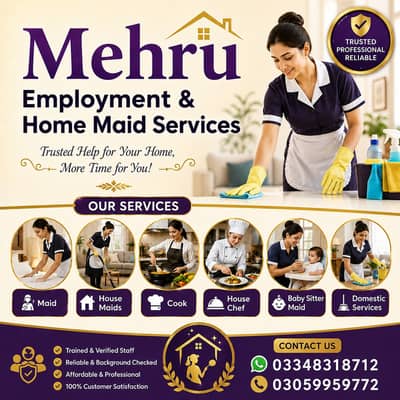 Maid / House Maids / cook / House chef / Baby Sitter maid available