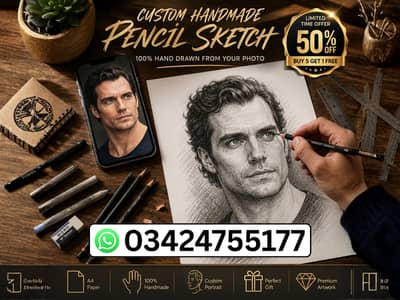 Customize Pencil Sketch | A4 Size | From Your Photo | Perfect Gift