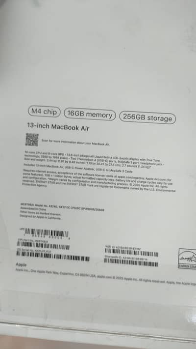 Macbook air m4 16gb 256gb brand new just box open