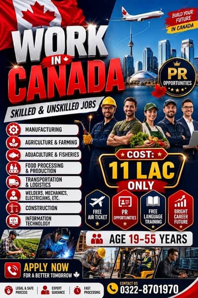 Work Opportunities in Canada – Skilled & Unskilled Workers Required