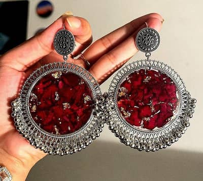 resin jhumkay flower preserved jhumaky