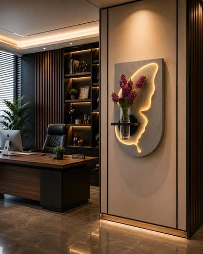  Premium LED Butterfly Textured Wall Panel with Vase Holder 
