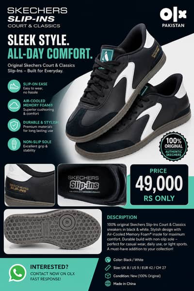 100% Original Skechers Slip-Ins Court & Classics