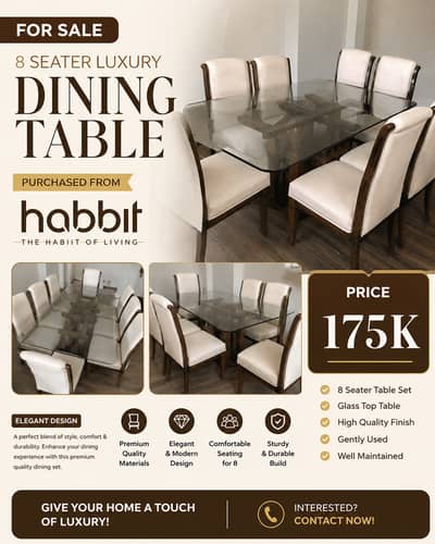 8 Seater Luxury Dining Table | Original Habitt Brand | Premium Dining