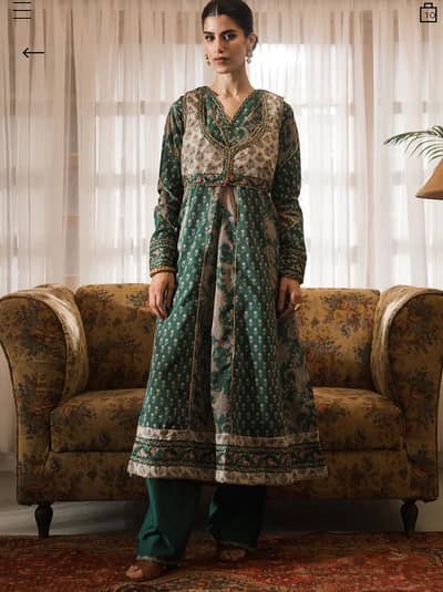 Ethnc green frock rozana collection