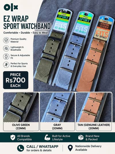 Brand New Watch Bands | Nylon & Genuine Leather | Rs. 500