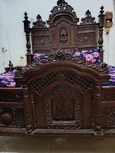 pure wooden bed without mattress sale