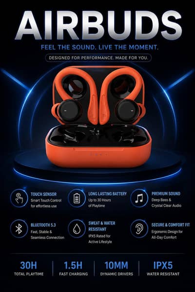 True Wireless Sports Bluetooth Headset Waterproof In-Ear