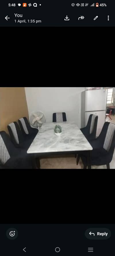 Luxury 6-Seater Marble Top Dining Table Set -Like New