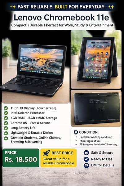Lenovo Chromebook 11e Touchscreen | 4GB RAM | Excellent Condition