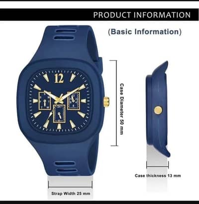 Blue analog watch ⌚ with gold Accents for men