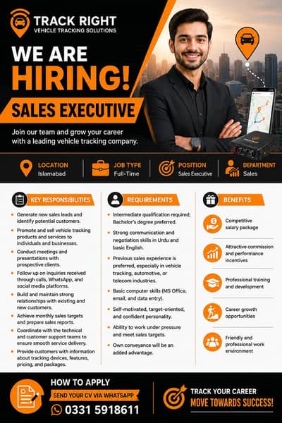 Job Vacancy: Sales Executive – Vehicle Tracking Company