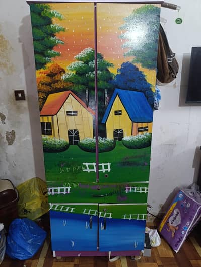 Colorful Kids Cupboard with Scenery