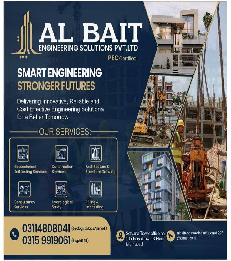 Soil testing services, construction services 0