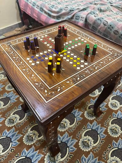 Classical Ludo Table, Solid Wood Game Table, Luxury Sheesham Table