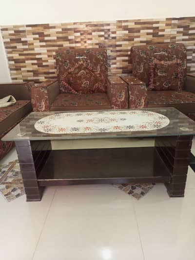 2 1-seater sofa and 1 3-seater with 3 tables