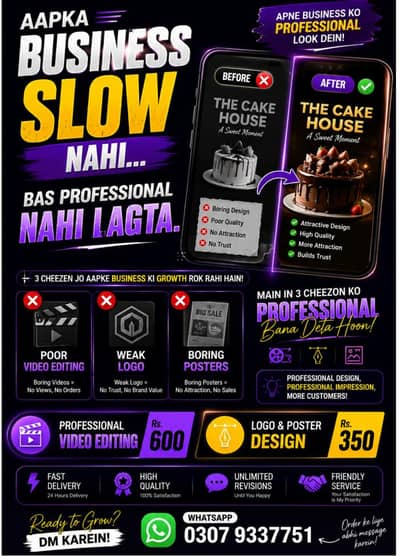 Professional Video editing and logo or poster designer Kam rate pr 