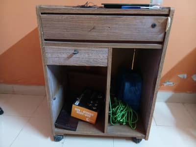 Wooden Computer Table / Office Trolley with Wheels & Drawer