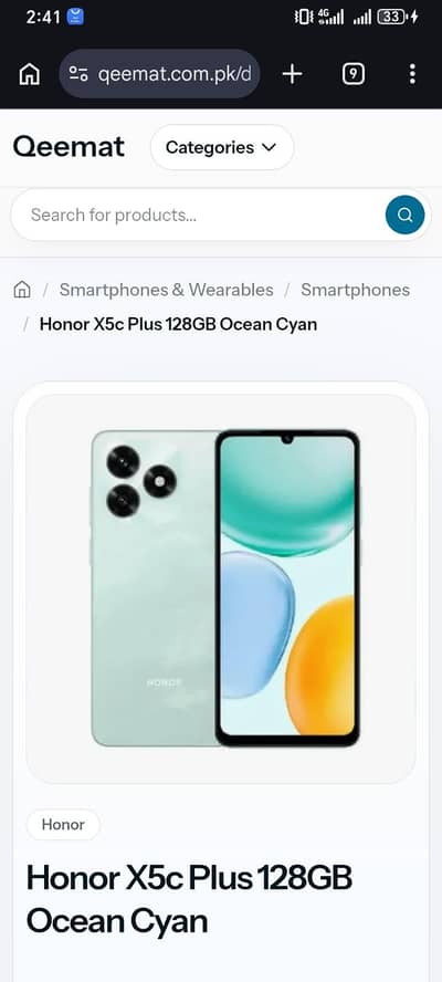 Honor x5c with box charger