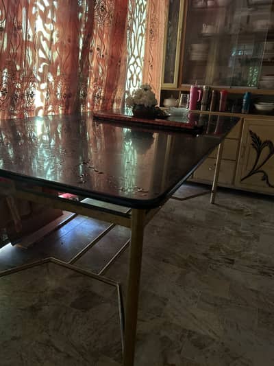8ft black marble dining table