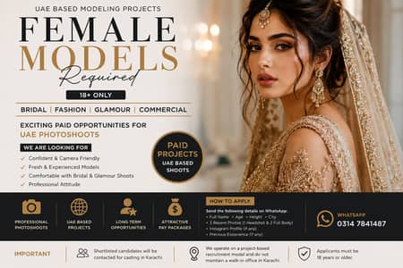 Female Models Required for Bridal & Fashion Photoshoots