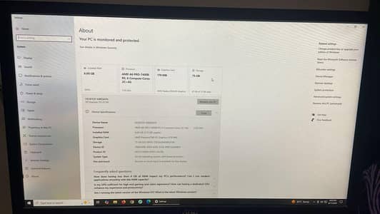 AMD pro 7400B  Rs 6 compute core  all setup