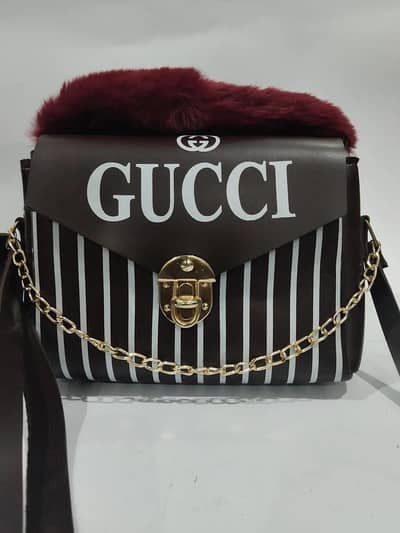 Gucci style black stripped handbag for women