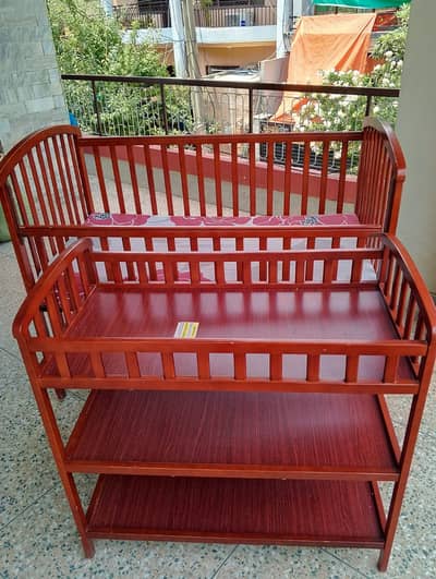 Large baby cot with mattress + matching diaper changing table