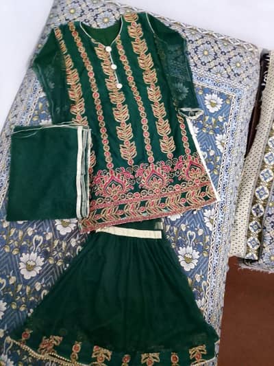 Green shrara with shirt