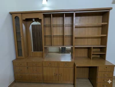 Multipurpose Wooden Showcase, Study Table, and Dressing Unit