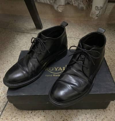 Premium Hand-Made Black Leather Boots – Classic Derby Style