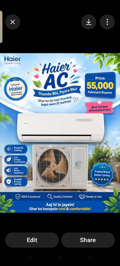 Ac 1.5 ton Haier non inverter