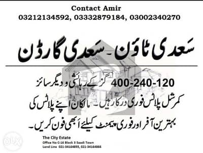 120/ 240/ 400 Sq Yard Plot For Sale Purchase In Saadi Town And Saadi Garden Scheme 33
