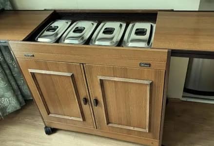 IMPORTED VINTAGE. . . PHILIPS HOSTESS TROLLEY (HL6132/A) BROWN WOODGRAIN