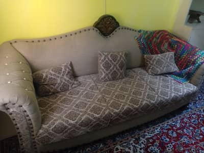 5 seater solid wood just need to wash good fabric