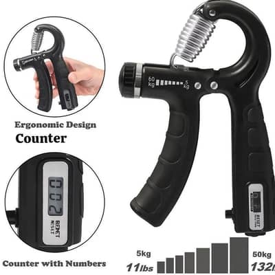 Adjustable Hand Gripper 5-60kg with Counter for Gym & Hand Exercise