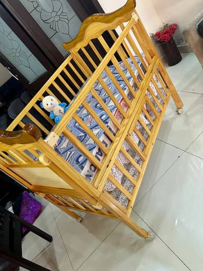 Branded (Baby Land) Solid Wood Baby Cot along with wooden Cradle