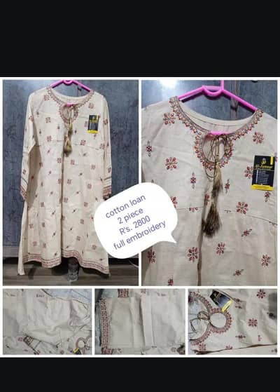 causal dress 2 piece steach cotton loan with embroidery