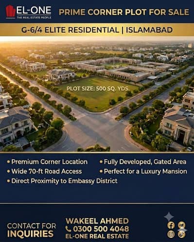 G6/4 prime location 550 sq yds Corner plot available for Sale at Investor price