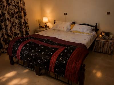 Queen Size Metal Bed with Mattress | Heavy Duty Iron Bed Frame