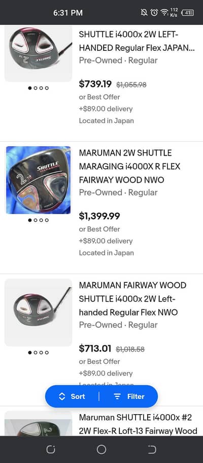 golf clubs and equipment