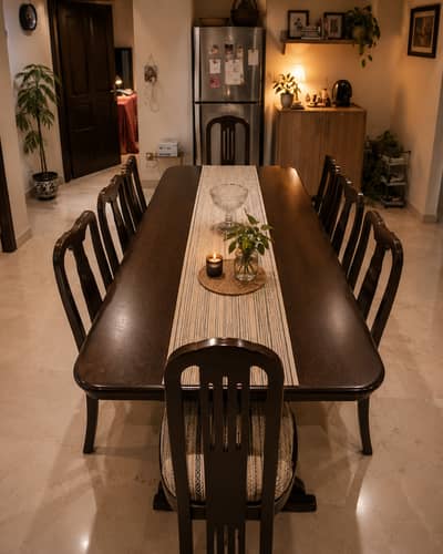 Imported Solid Sheesham Wood 8-Seater Dining Table Set | Premium Dini