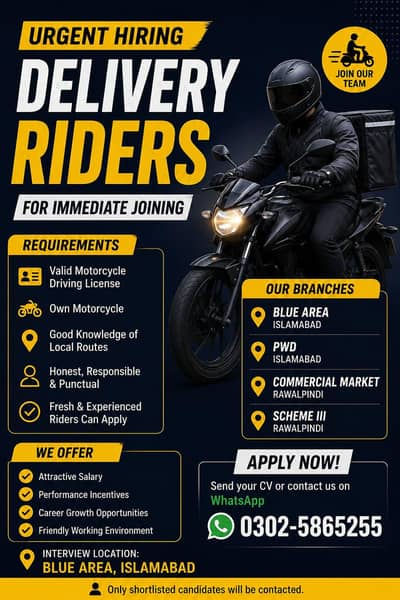 Urgent Hiring _Delivery Rider