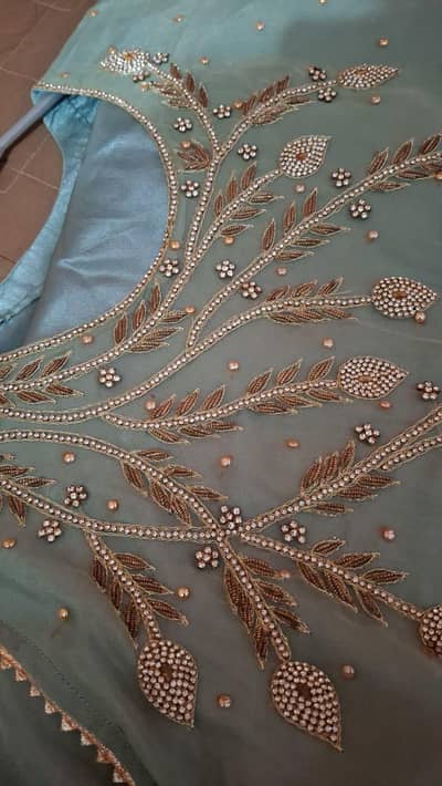 Organza 3-Piece with Gold Handwork | Formal Party/Eid Dress