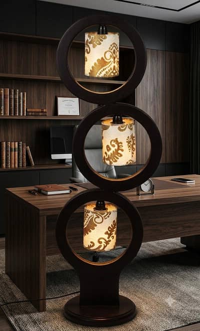 premium modern wooden floor lamp with elegant floral shades