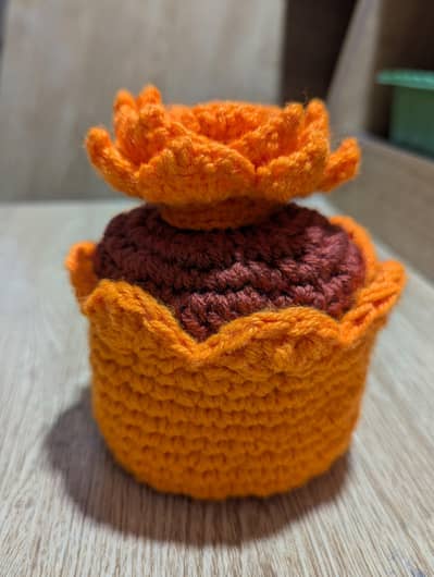 croshet mini storage bucket