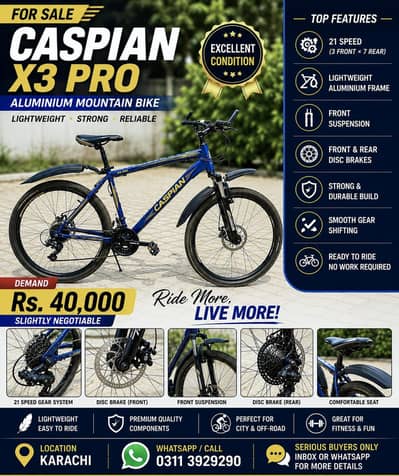 Caspian X3 pro Aluminium Mounting Bike | Dics Brakes