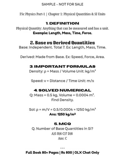 FSc Physics Part-1 Typed Notes PDF | Sample Free
