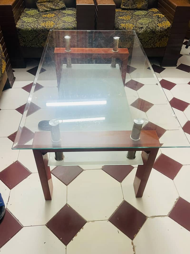 Sofa set - 5 seater sofa set with glass table in Excellent condition 5